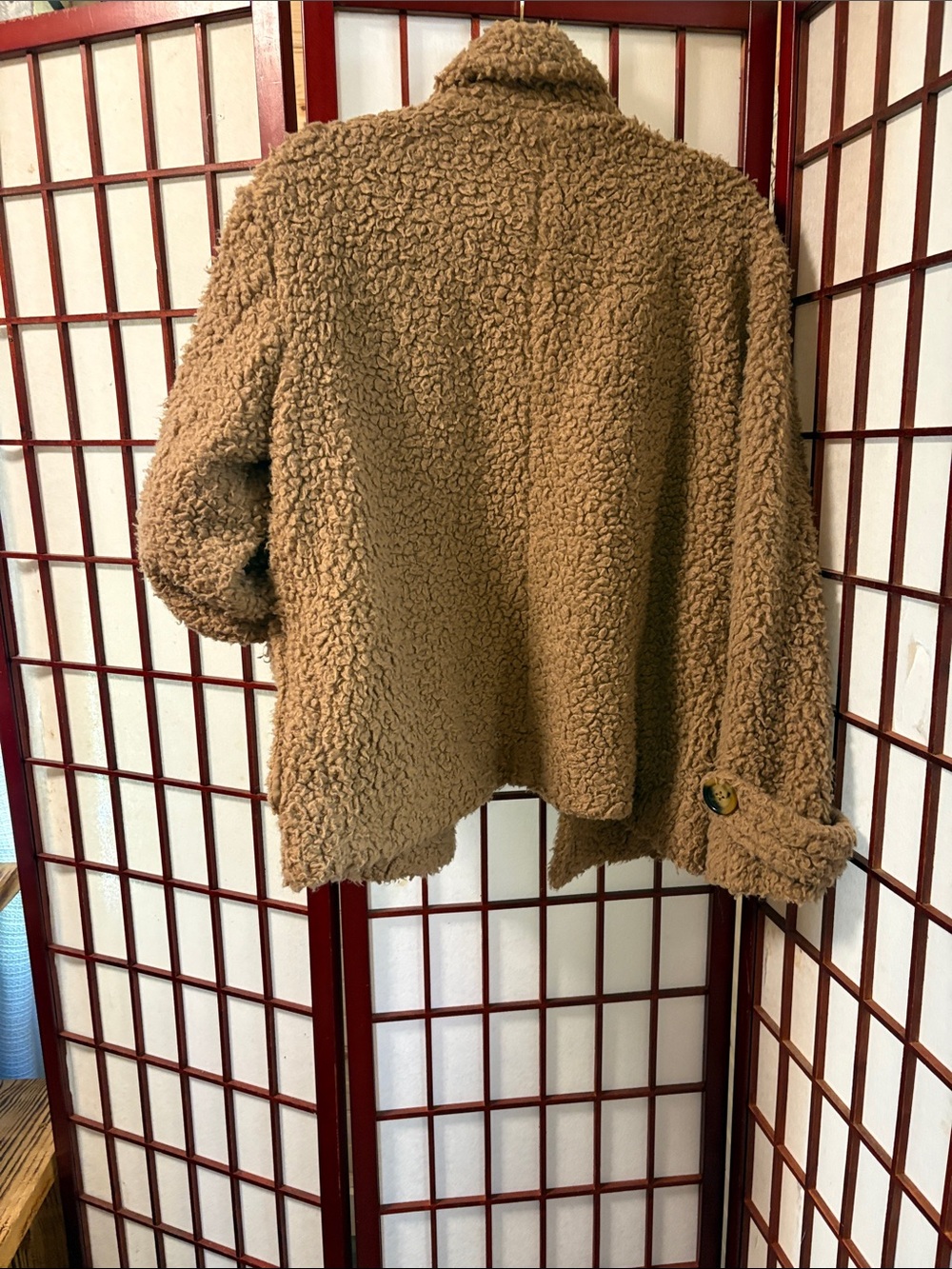 Free people Womens Cozy Teddy Button-Front Jacket - Camel - Picture 7 of 10